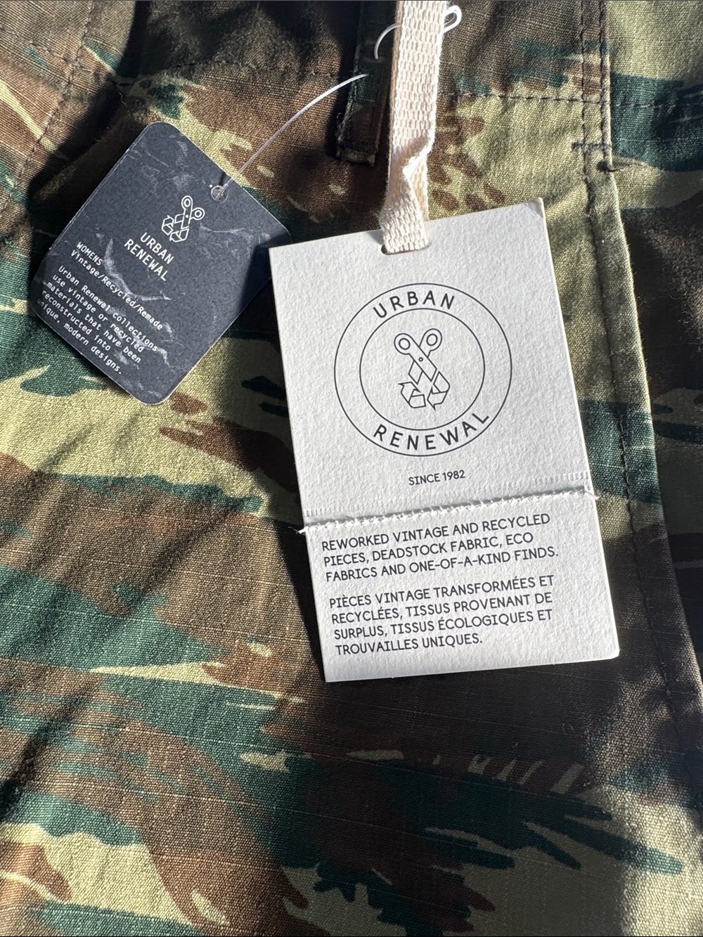 Urban Renewal Tiger Stripe Camo Cargo Shorts - Green Brown - Picture 2 of 5